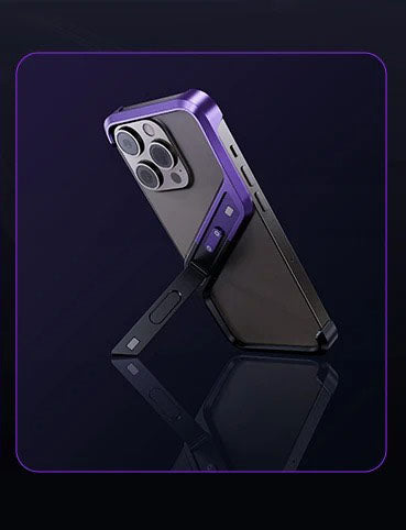 Premium Apple iPhone Case, MagSafe Compatible, Camera Lens & Screen Protection, Ultra Thin, Shockproof, Magnetic Full All Around Cover – Rimless Aluminum S-Type Case with Invisible Stand & Heat Dissipation Shell