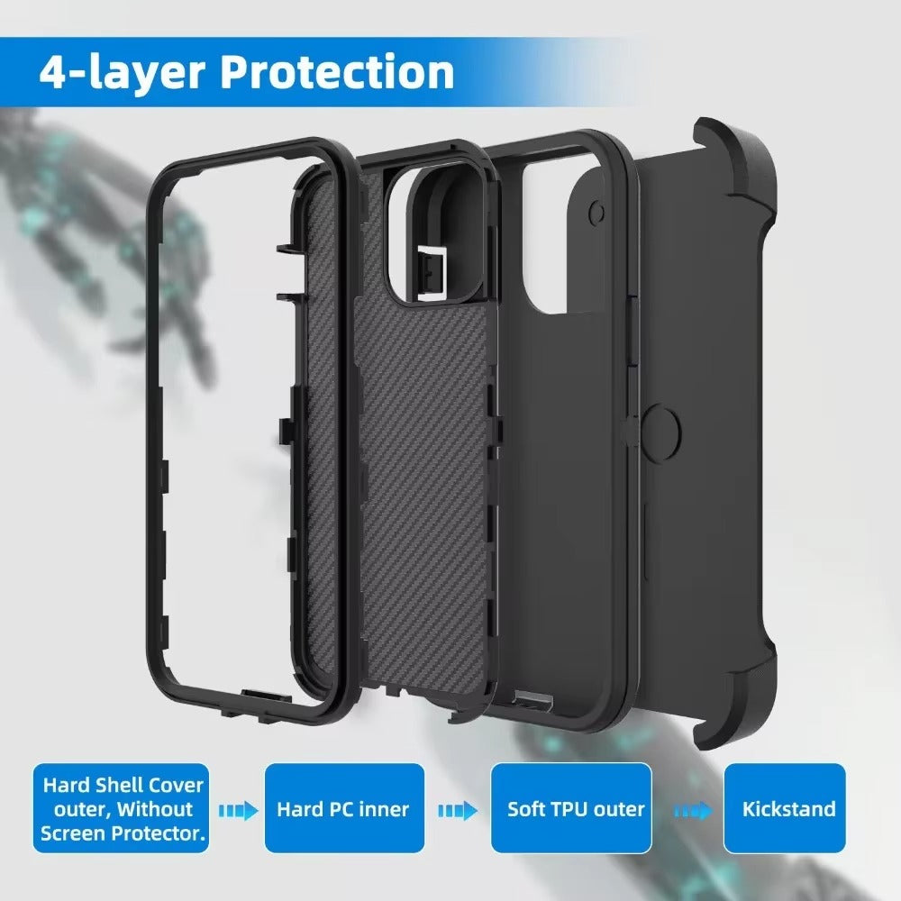 High Quality Apple iPhone Case, MagSafe Compatible, Camera Lens & Screen Protection, Ultra Thin, Shockproof, Magnetic Full All Around Cover – 3-in-1 Rugged Armor Case with Belt Clip & Dual-Layer PC+TPU Protection