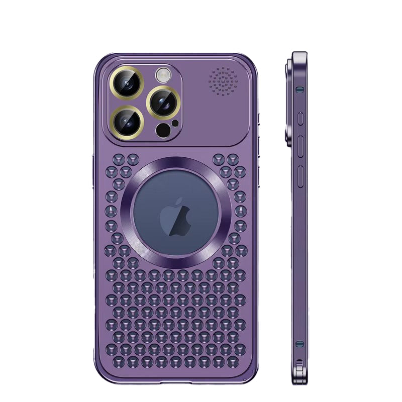 High Quality Apple iPhone Case, MagSafe Compatible, Camera Lens & Screen Protection, Ultra Thin, Shockproof, Magnetic Full All Around Cover – Metal Heat Dissipation Case with Magnetic Aluminum Back for Enhanced Cooling