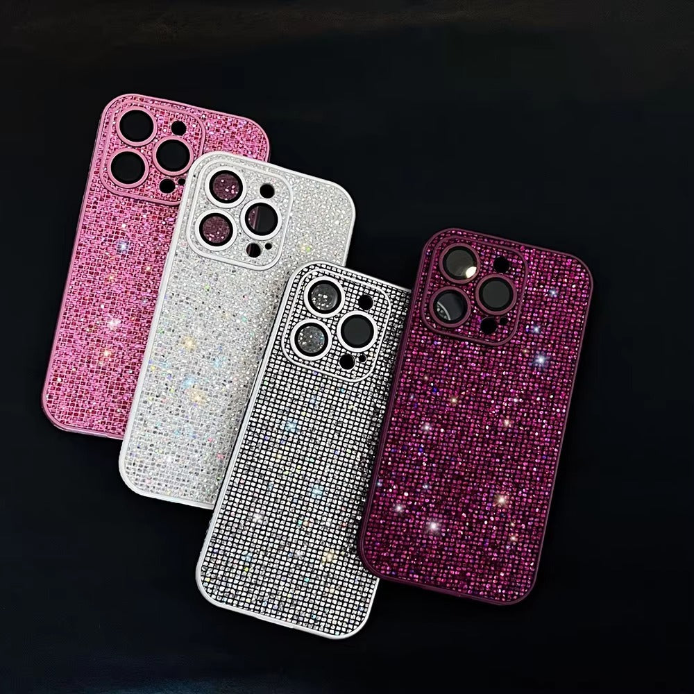 Luxury Apple iPhone Case, MagSafe Compatible, Camera Lens & Screen Protection, Ultra Thin, Shockproof, Magnetic Full All Around Cover – Glitter Diamond Rhinestone Case with Lens Guard for Stylish Bling Protection