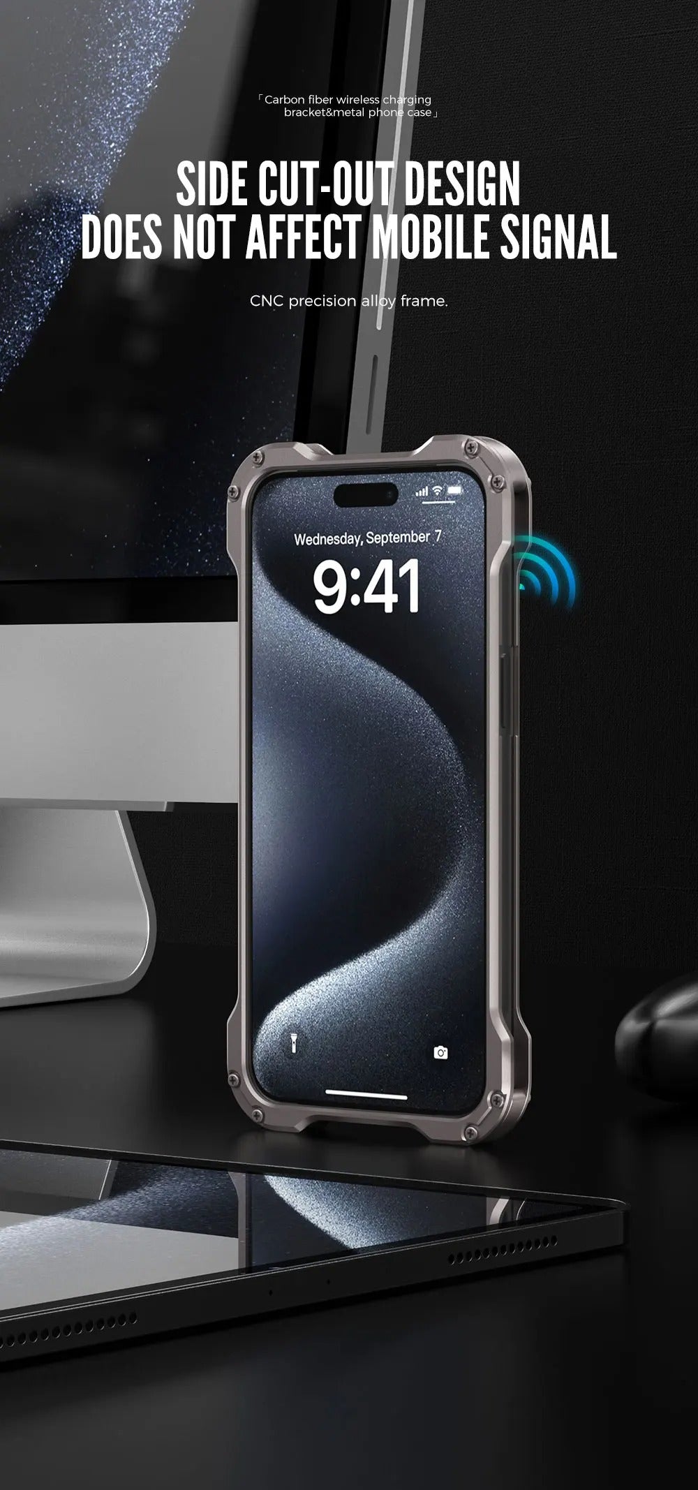 Robust Apple iPhone Case, MagSafe Compatible, Camera Lens & Screen Protection, Ultra Thin, Shockproof, Magnetic Full All Around Cover – Carbon Fiber Aluminum Alloy Case with Built-In Holder Ring & Lightweight Frame