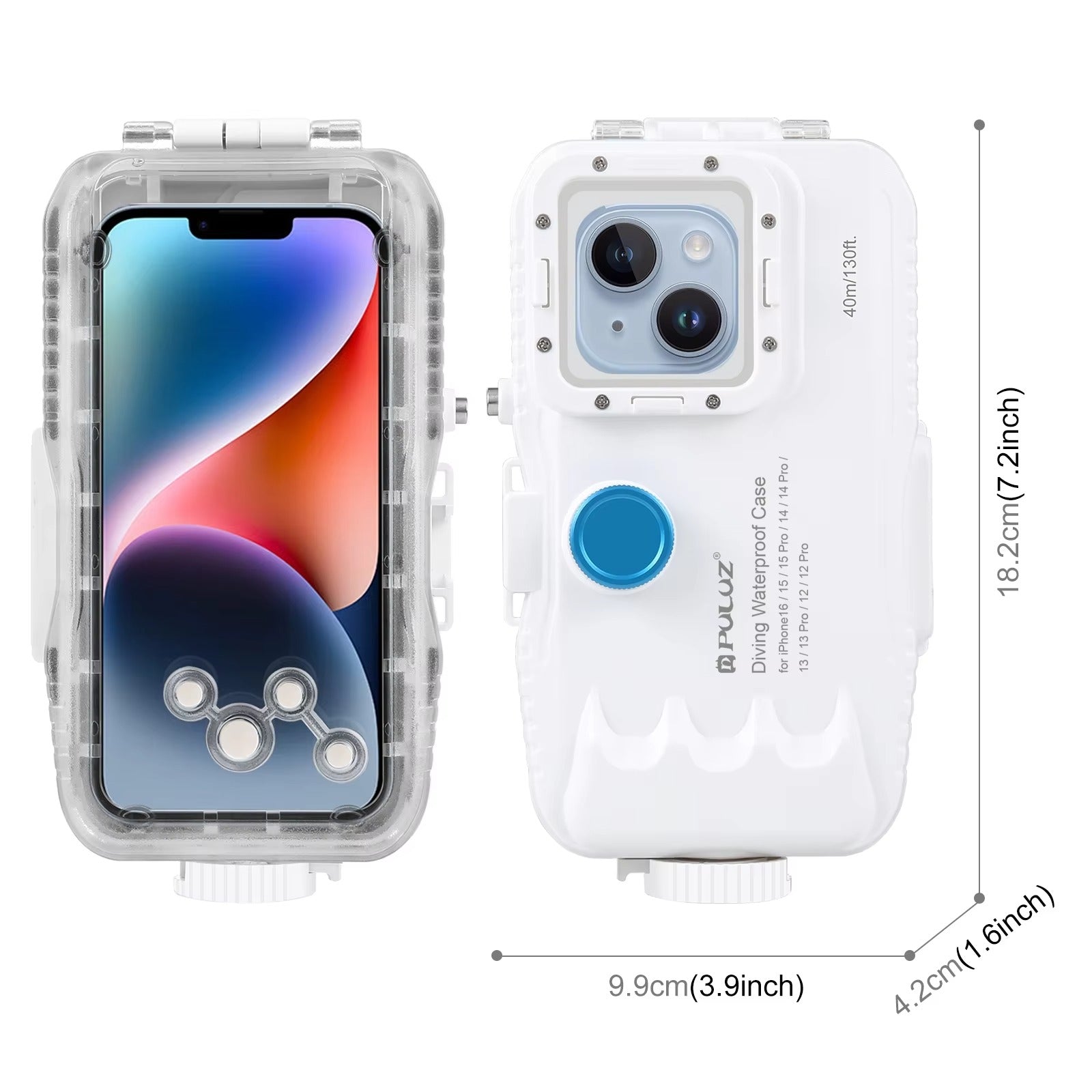 Robust Apple iPhone Case MagSafe Compatible, Camera Lens & Screen Protection, Ultra Thin Shockproof Magnetic Full All Around Protection Cover with 40m Waterproof Diving Housing