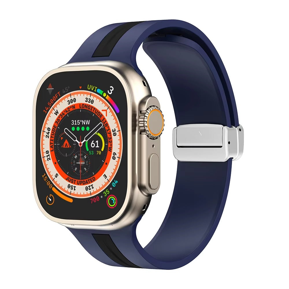 Magnetic Silicone Smartwatch Strap – Breathable Replacement Band with Snap Closure, Compatible with 38mm to 49mm Watches