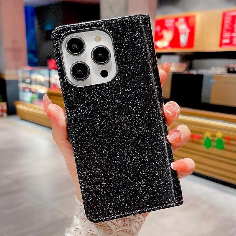 Luxury Apple iPhone Case, MagSafe Compatible, Camera Lens and Screen Protection, Ultra Thin, Shockproof, Magnetic, Full All Around Protection, Glitter Leather Wallet Cover