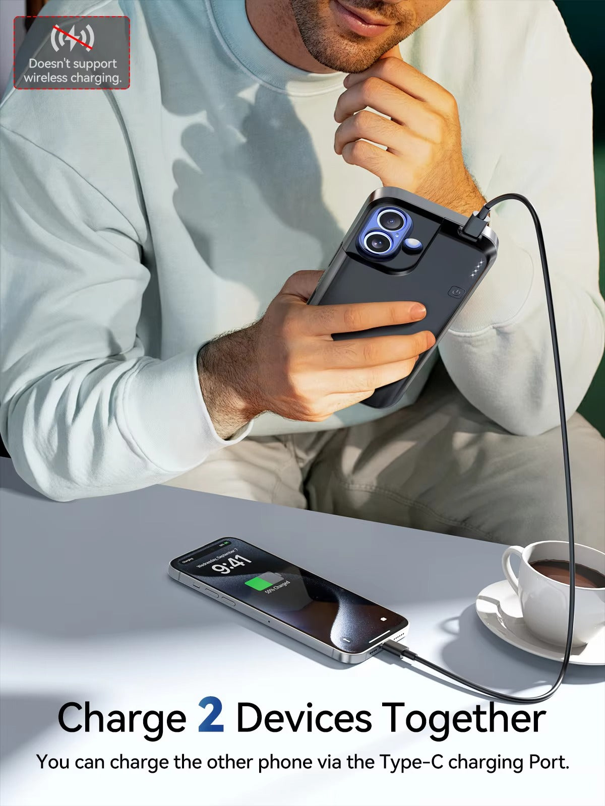 High Quality Apple iPhone Case MagSafe Compatible, Camera Lens & Screen Protection, Ultra Thin Shockproof Magnetic Full All Around Protection Cover with 8000mAh Battery Pack