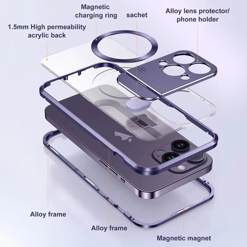Luxury Magnetic Apple iPhone Case, MagSafe Compatible, Ultra Thin Shockproof Full Protection Cover with Wireless Charging