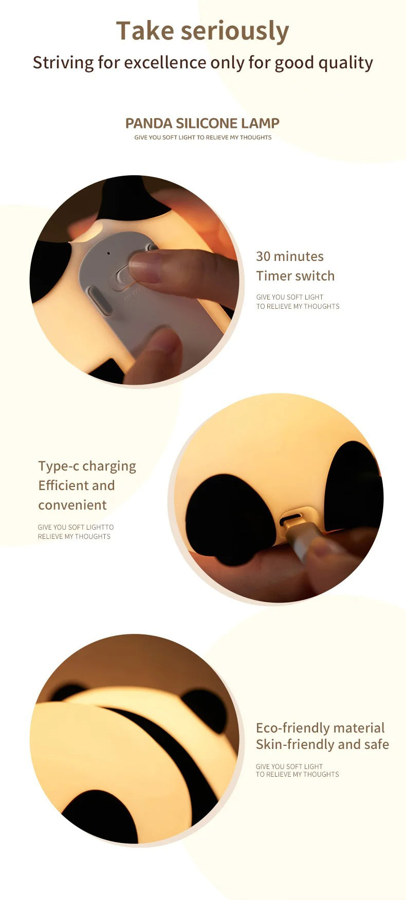 Premium Cute Animal LED Night Light – Touch Sensor, USB Rechargeable Silicone Lamp, 3 Brightness Levels, 30-Min Timer, Bedside Kids Room Decor, Portable & Soft Glow