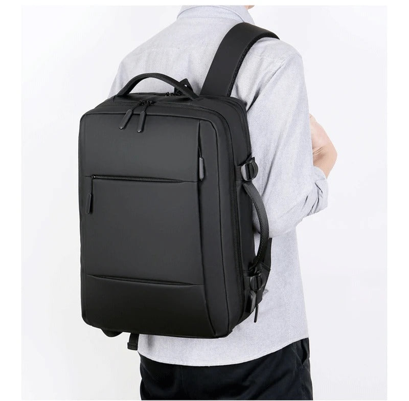 High Quality Waterproof Laptop Backpack for Men, Expandable USB Charging Bag, Business Travel School Rucksack