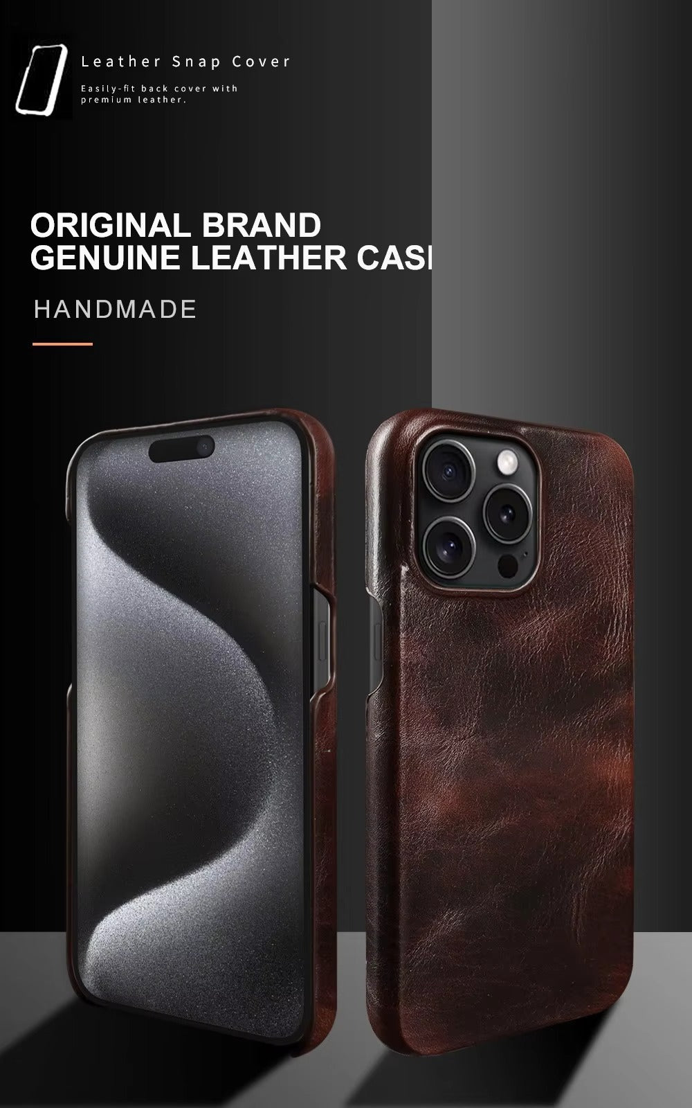 Luxury Genuine Leather Apple iPhone Case, MagSafe Compatible, Ultra Thin Magnetic and Durable Back Shell Design