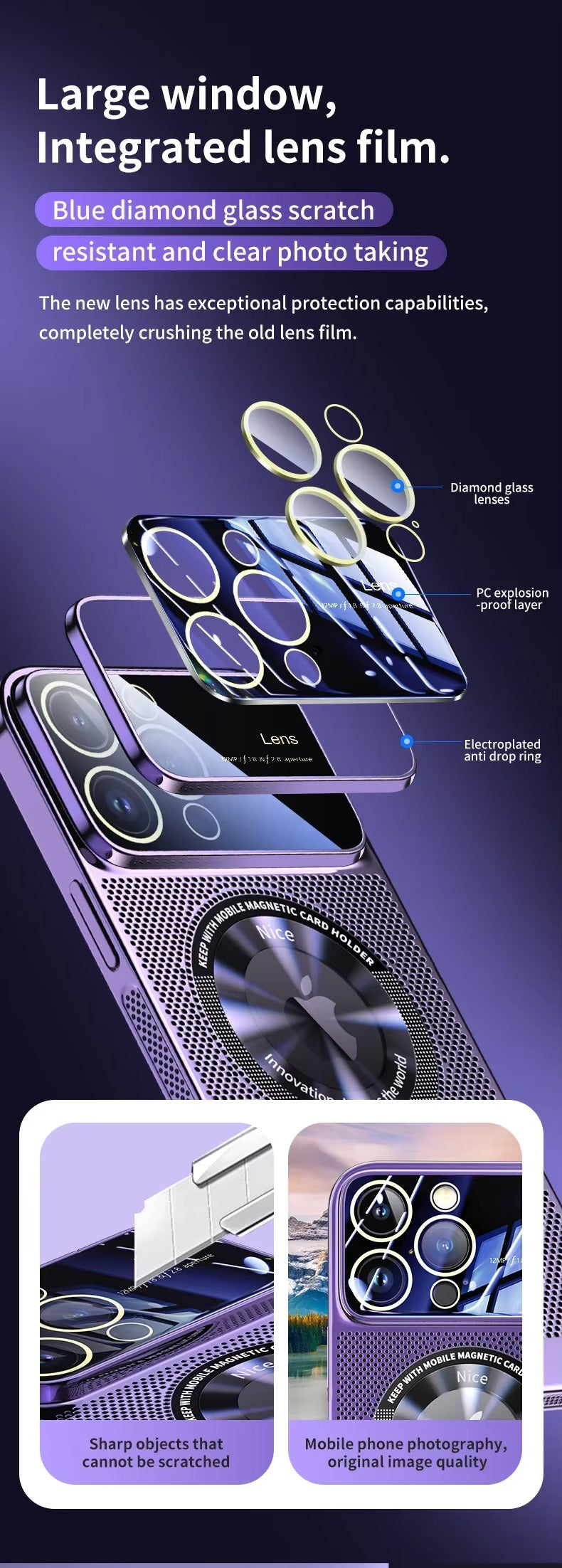 High Quality Apple iPhone Case Camera Lens Screen Protection, Ultra Thin Shockproof Magnetic Full All Around Protection Cover