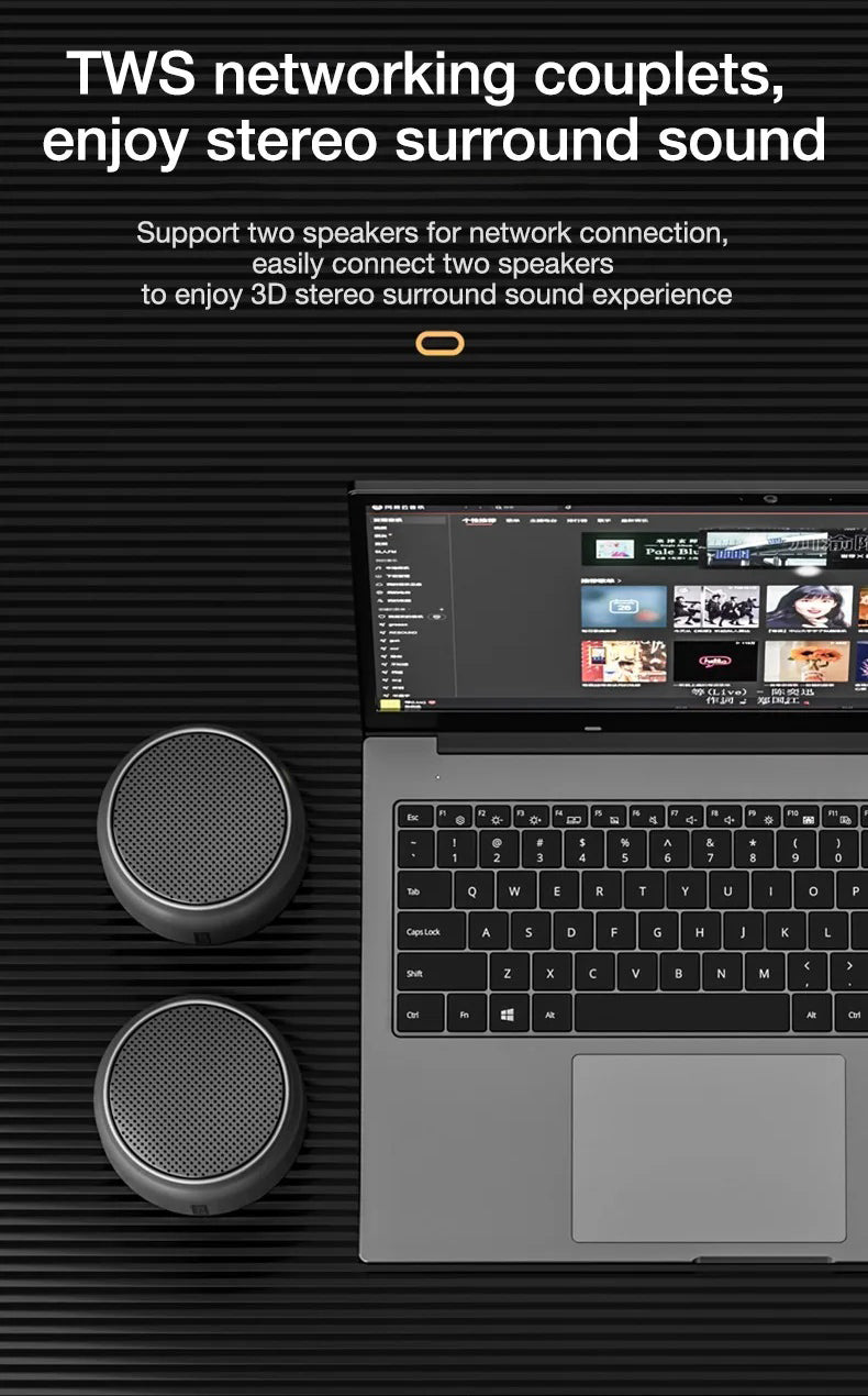 Premium RGB Bluetooth Speaker – Portable Wireless Mini Subwoofer with HiFi Stereo Sound, 360° Surround, TWS Pairing, TF Card, Long Battery Life