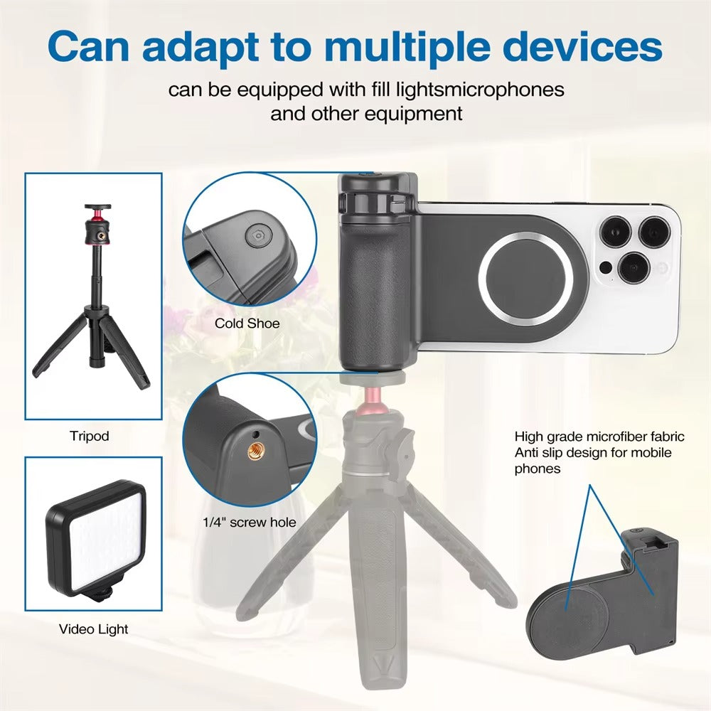 High Quality Magnetic MagSafe Phone Grip – Bluetooth Shutter Remote, Compatible with Apple iPhone and iOS Devices