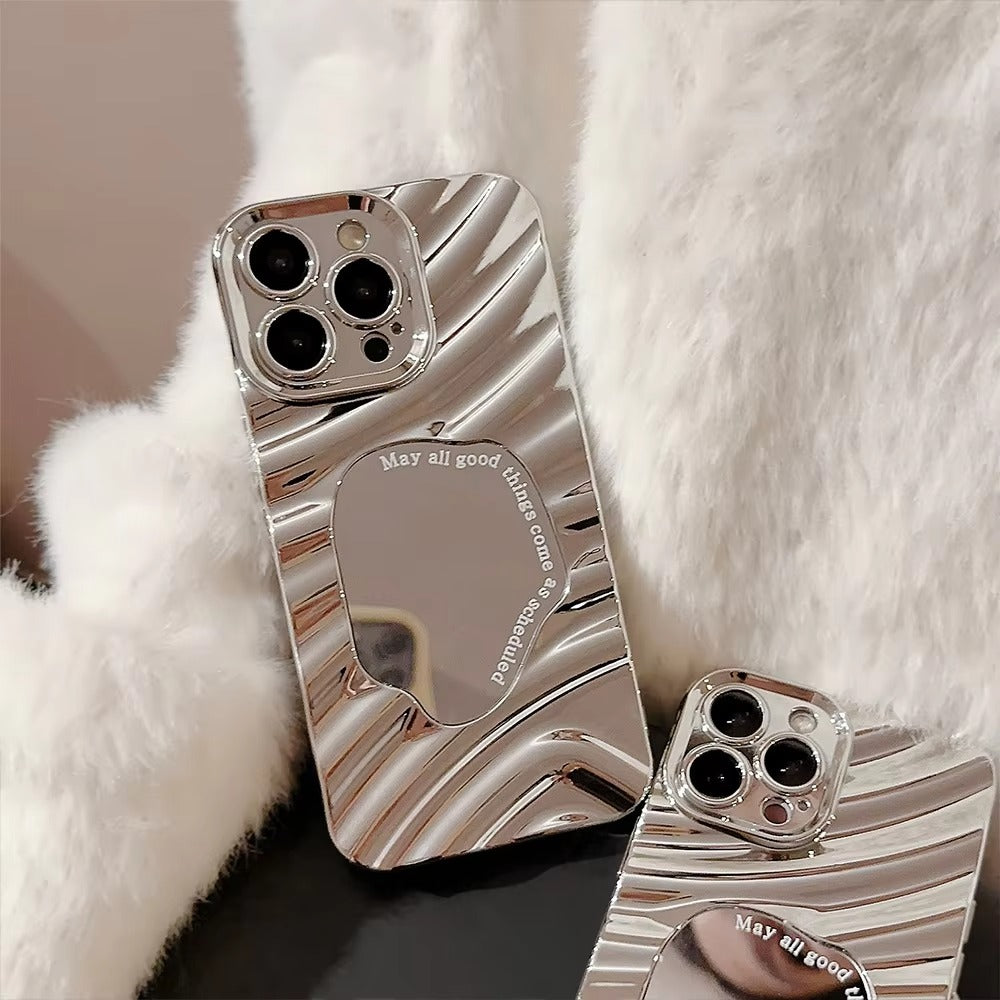 Luxury Apple iPhone Case, MagSafe Compatible, Camera Lens and Screen Protection, Ultra Thin, Shockproof, Magnetic, Full All Around Protection, Wavy Mirror Bumper Cover