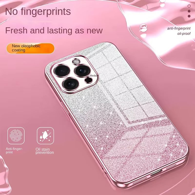 Luxury Apple iPhone Case, MagSafe Compatible, Camera Lens & Screen Protection, Ultra Thin, Shockproof, Magnetic Full All Around Cover – Electroplated Glitter Soft TPU Case with Shockproof Back Protection