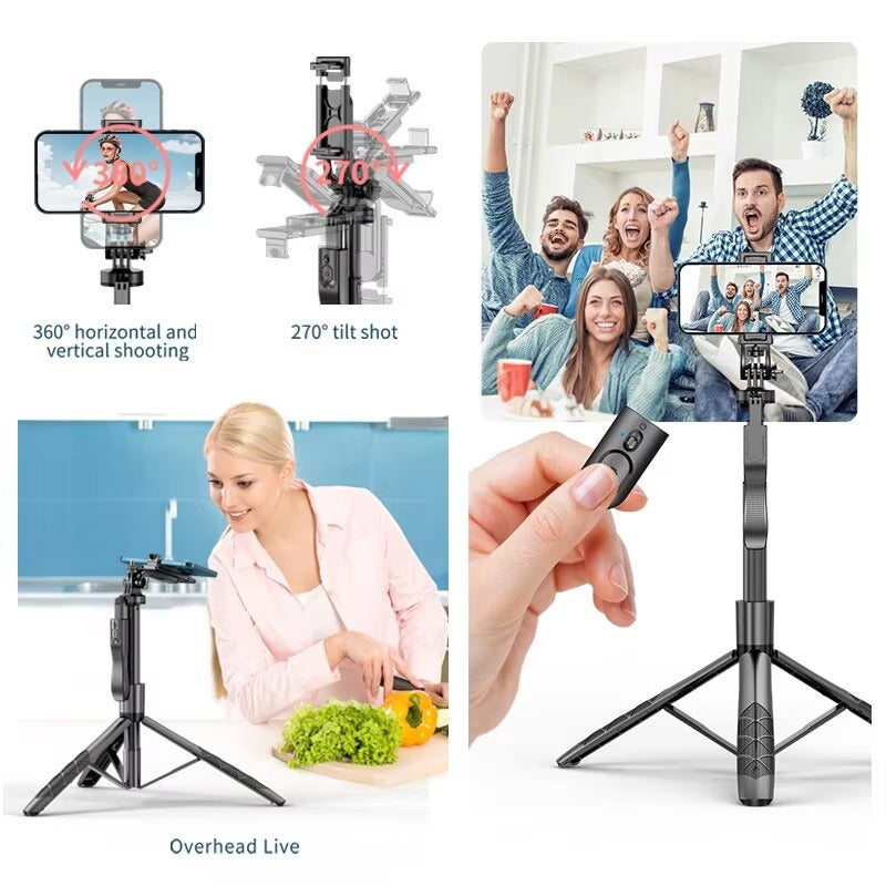 High Quality, Wireless Selfie Stick Tripod – Foldable, Steady Monopod Stand for Apple iPhone, Action Cameras, Live Shooting.