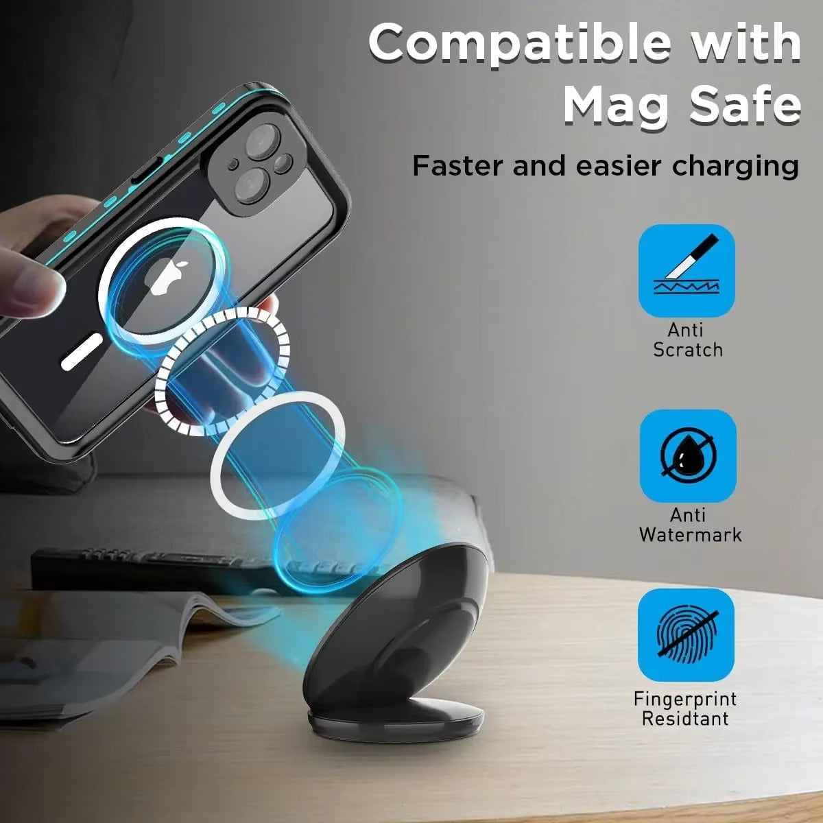 High Quality Waterproof Apple iPhone Case, MagSafe Compatible, Ultra Thin Magnetic with IP68 Dustproof Seal and Screen Guard