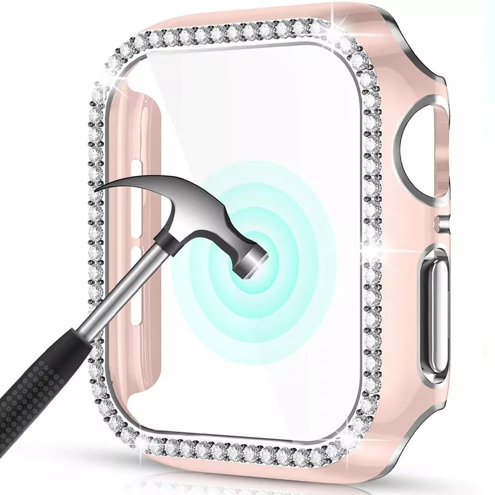 Luxury, Bling Diamond Case with Glass Screen Protector for Apple Watch – for 38mm, 40mm, 41mm, 42mm, 44mm, 45mm