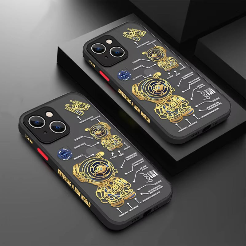 Robust Apple iPhone Case, MagSafe Compatible, Ultra Thin Screen Protection, Acrylic Matte Shell Featuring Astronaut Art