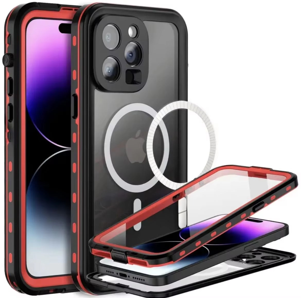 High Quality Waterproof Apple iPhone Case, MagSafe Compatible, Ultra Thin Magnetic with IP68 Dustproof Seal and Screen Guard