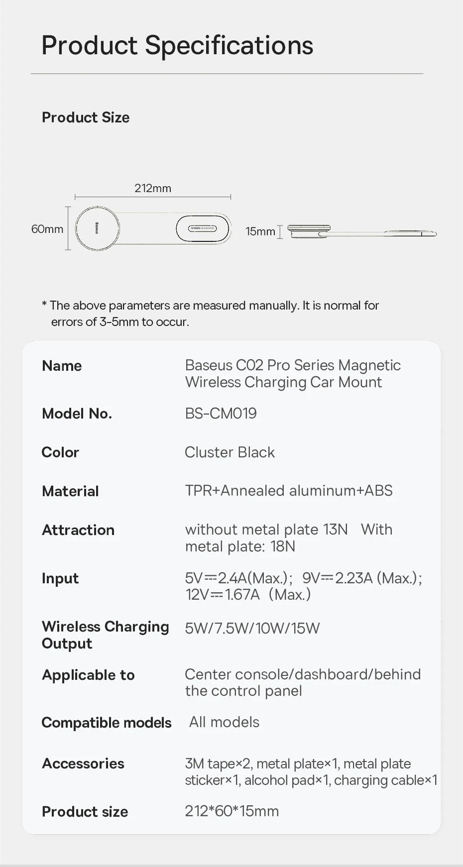 Robust Magnetic Car Phone Holder with 15W Wireless Charging – Foldable Dashboard Mount, Strong Grip, Universal for iPhone & Android, Mini Design