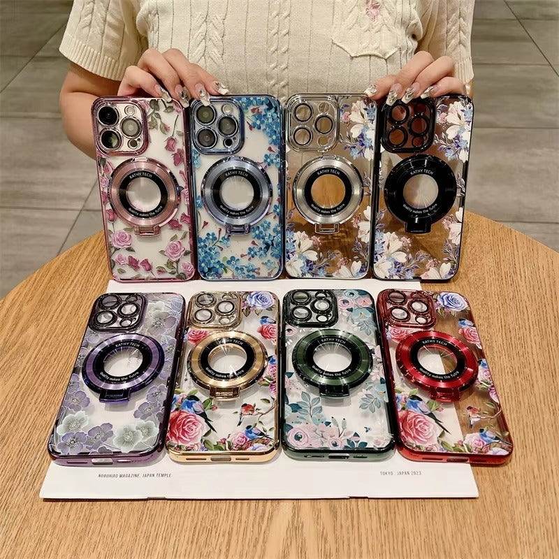 Premium Apple iPhone Case, MagSafe Compatible, Camera Lens and Screen Protection, Ultra Thin, Shockproof, Magnetic, Full All Around Protection, CD Flower Holder Cover