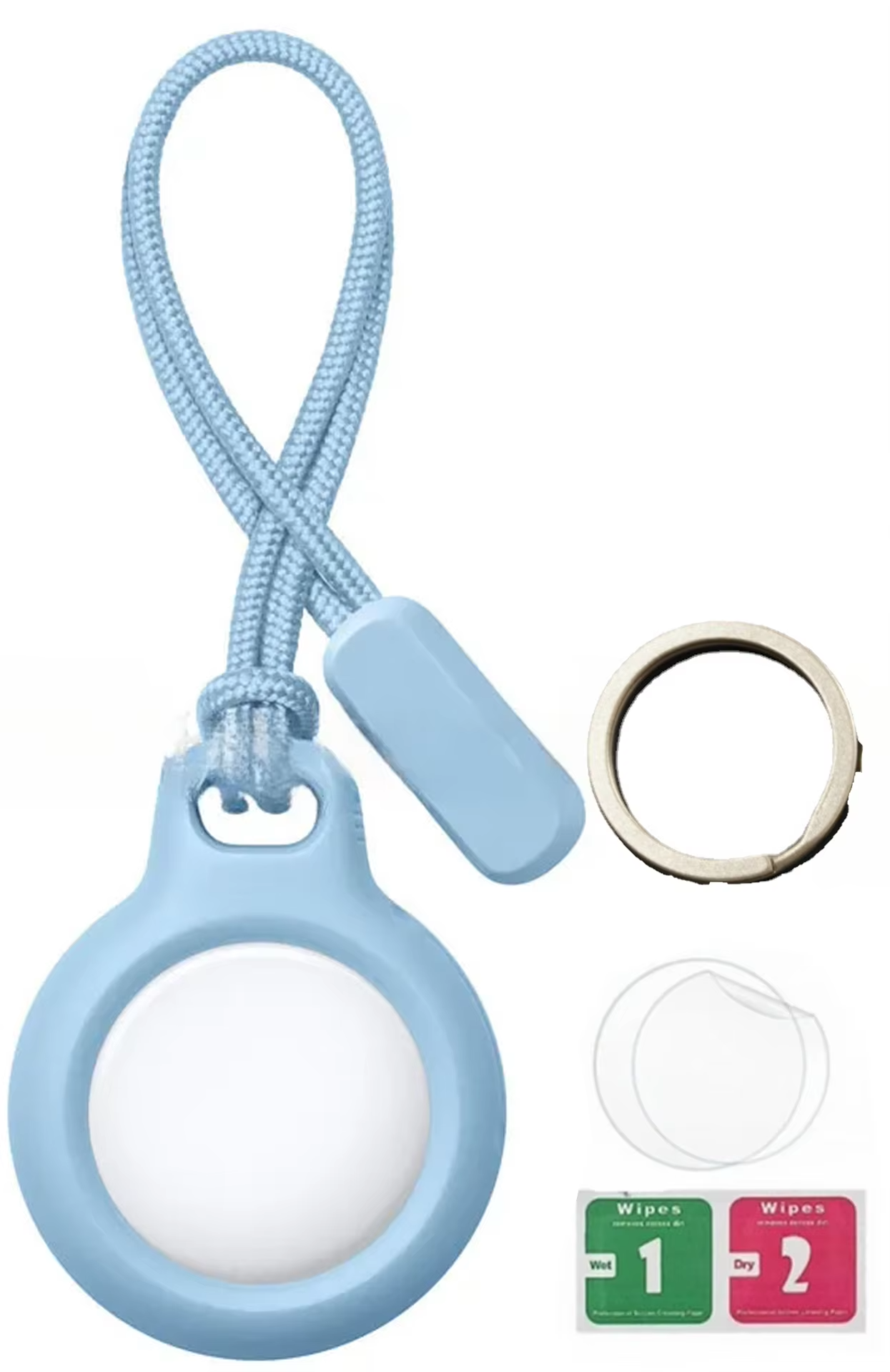 Secure Hard PC AirTag Holder with Strap – Anti-Lost Shockproof Keychain Case, 360° Protective Shell Cover for Apple AirTags, Luggage, Pets, Keys