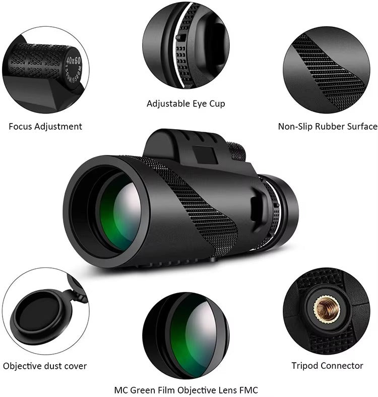 High Quality Portable Zoom HD Telescope – Foldable 5000M Long-Range Mini Monocular for Hunting, Sports, Camping