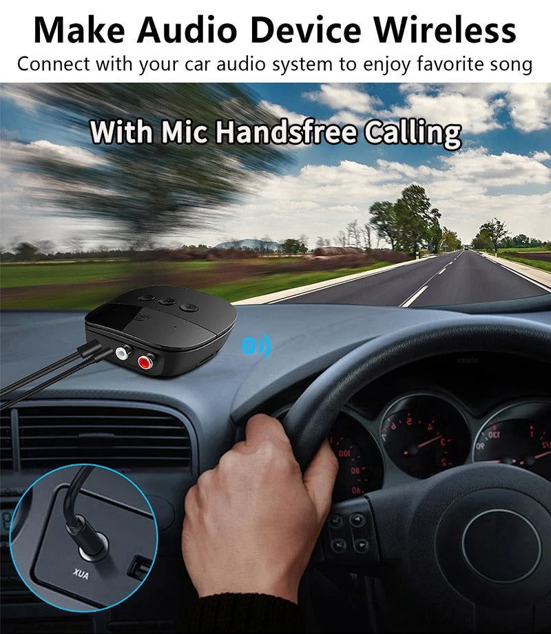 Premium Bluetooth 5.2 Audio Receiver for iPhone – Wireless RCA & TF Card, Mic Input, NFC, Car Kit & Speaker Amplifier Support