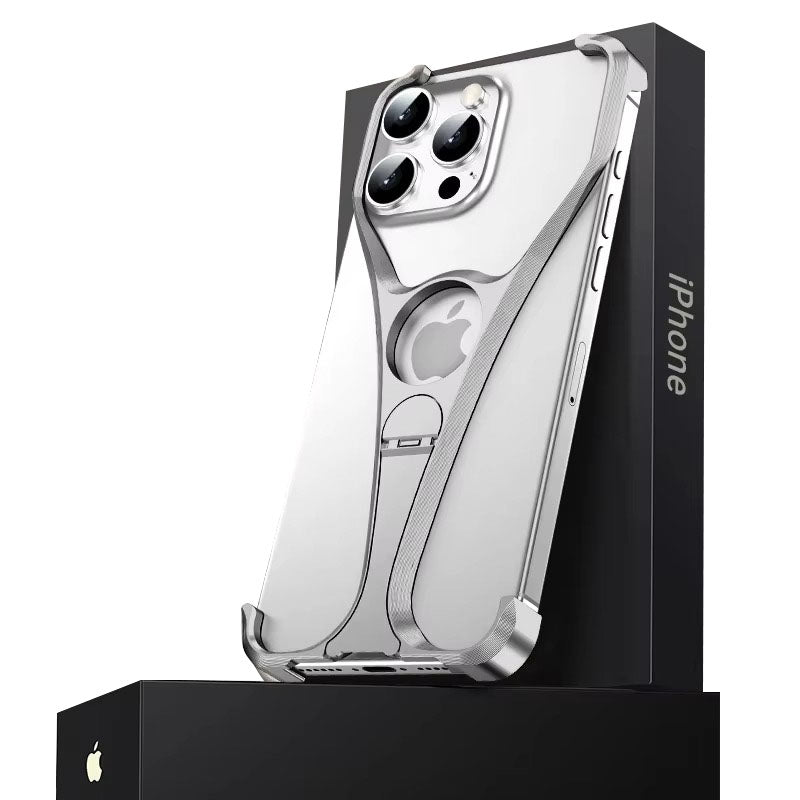 Premium Apple iPhone Case, MagSafe Compatible, Camera Lens & Screen Protection, Ultra Thin, Shockproof, Magnetic Full All Around Cover – Frameless Aluminum Alloy Case with Metal Holder, Stand & Heat Dissipation Design