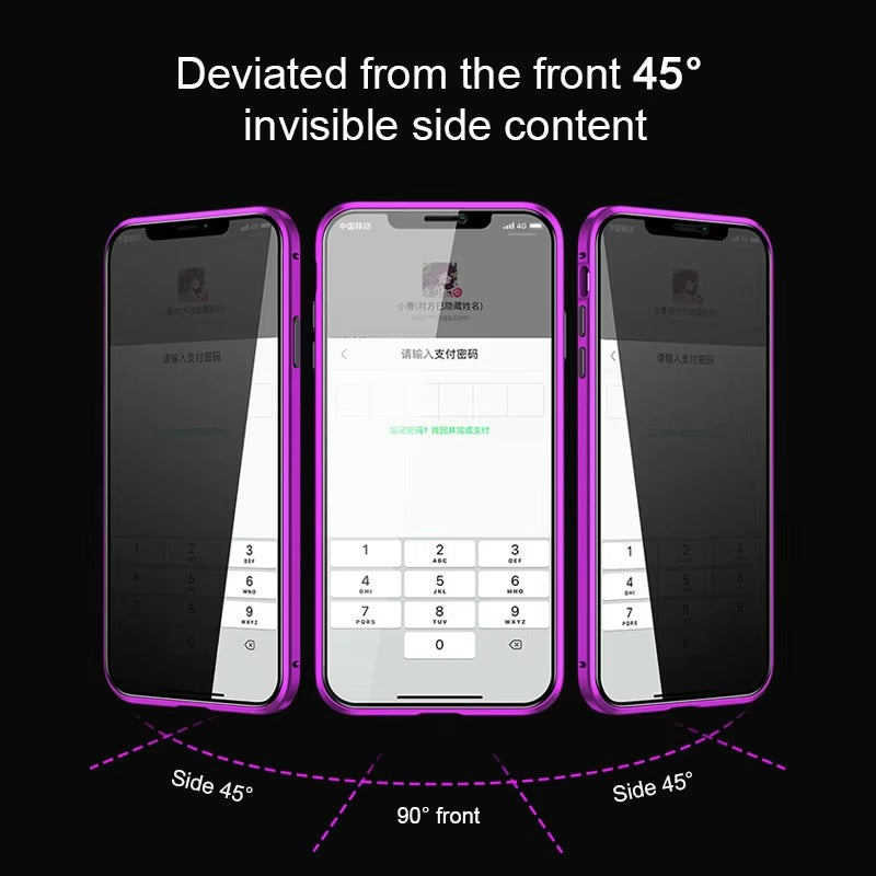 High Quality Apple iPhone Case, MagSafe Compatible, Camera Lens & Screen Protection, Ultra Thin, Shockproof, Magnetic Full All Around Cover – Double Glass Magnetic Case with Anti-Peeping Privacy Screen & Metal Frame Protection