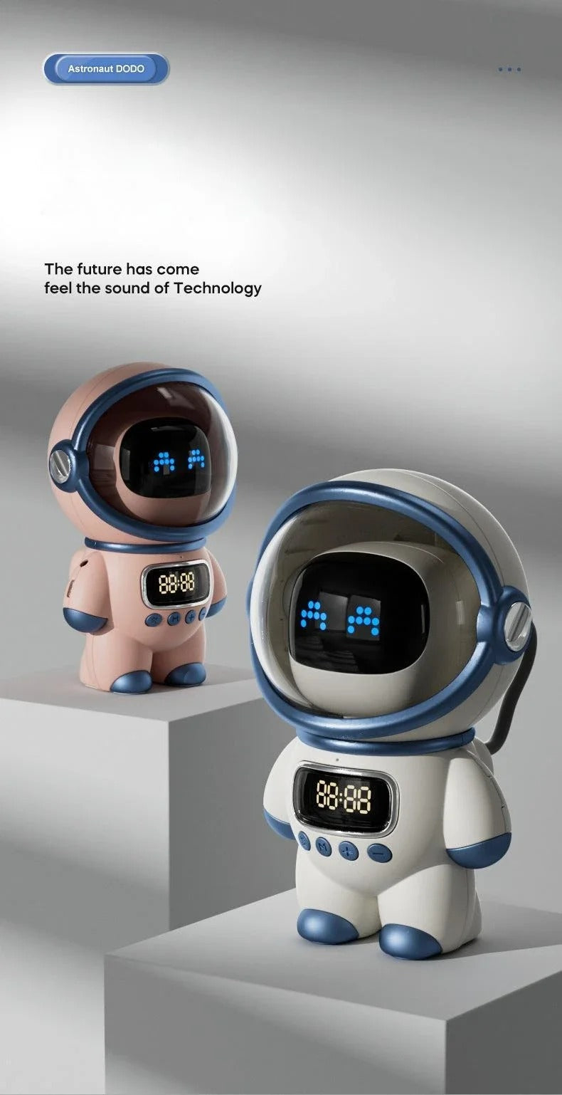 Premium Bluetooth Speaker with Smart Alarm Clock for iPhone – Astronaut Design with FM Radio, Custom Night Light
