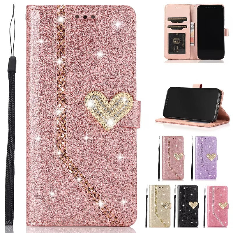 Luxury Apple iPhone Case, MagSafe Compatible, Camera Lens and Screen Protection, Ultra Thin, Shockproof, Magnetic, Full All Around Protection, Shiny Leather Wallet Cover