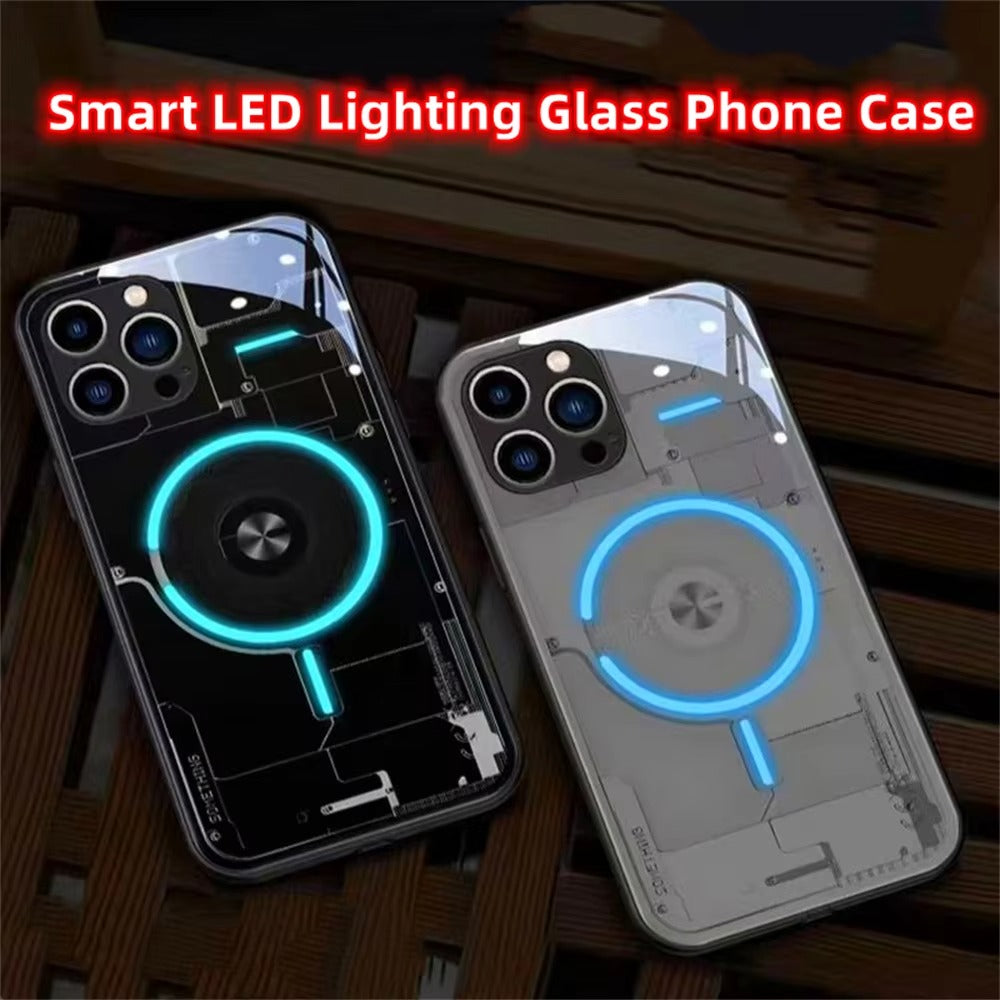 Premium Apple iPhone Case, MagSafe Compatible, Camera Lens and Screen Protection, Ultra Thin, Shockproof, Magnetic, Full All Around Protection, LED Call Flash Glass Cover