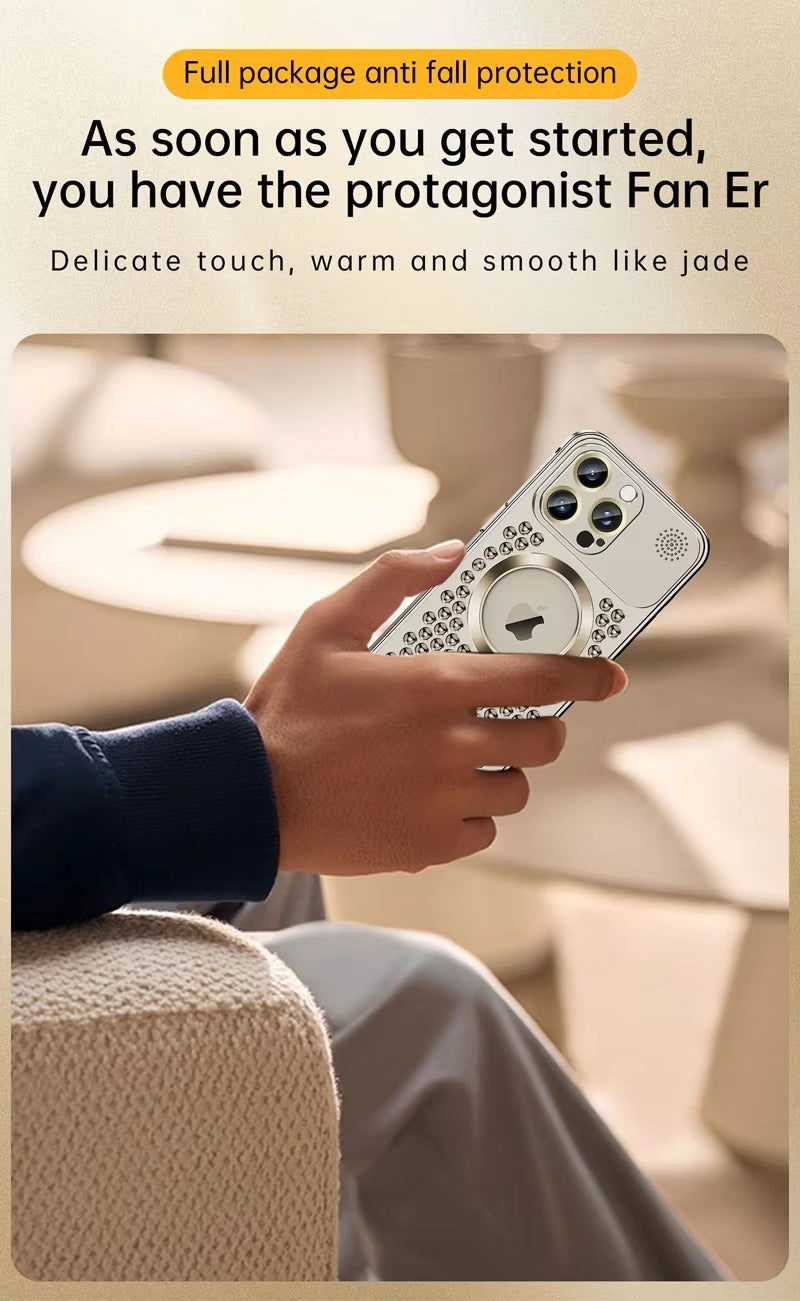 High Quality Apple iPhone Case, MagSafe Compatible, Camera Lens & Screen Protection, Ultra Thin, Shockproof, Magnetic Full All Around Cover – Metal Heat Dissipation Case with Magnetic Aluminum Back for Enhanced Cooling