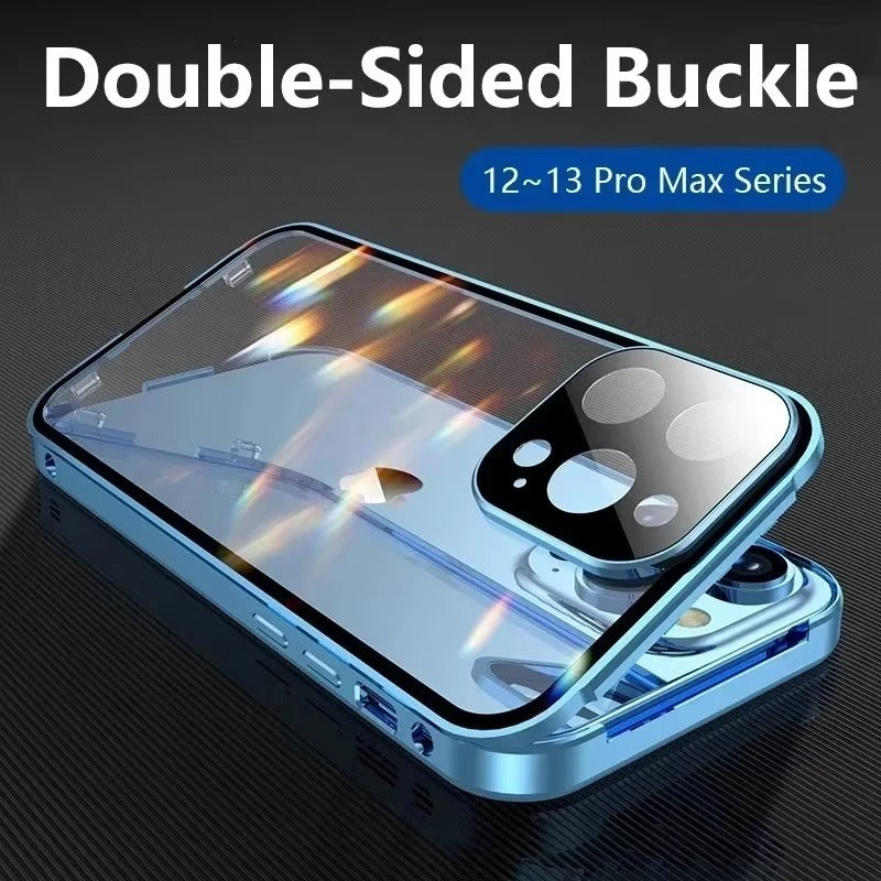 Premium Apple iPhone Case MagSafe Compatible, Camera Lens & Screen Protection Cover with Double Glass Snap Lock