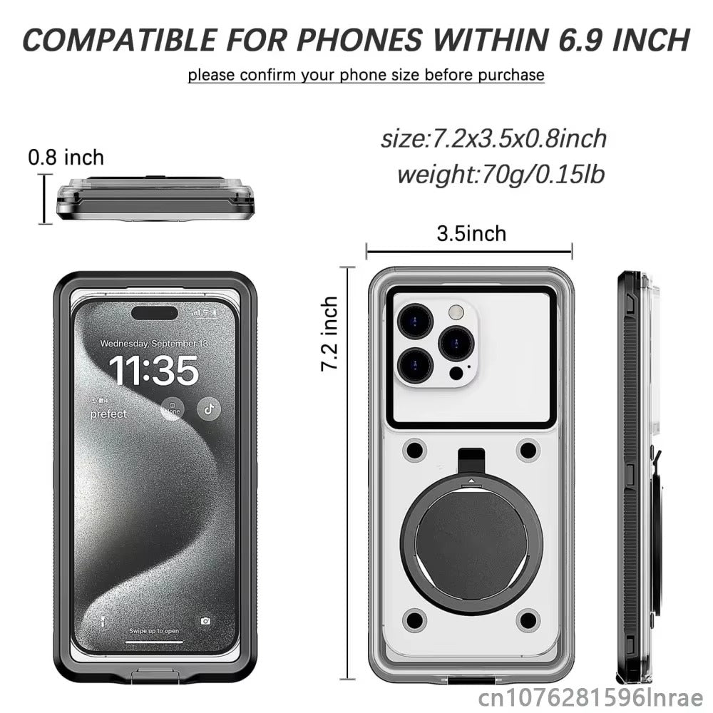 Premium Apple iPhone Case MagSafe Compatible, Camera Lens & Screen Protection, Ultra Thin Shockproof Magnetic Full All Around Protection Cover with IP68 Universal Waterproof Design