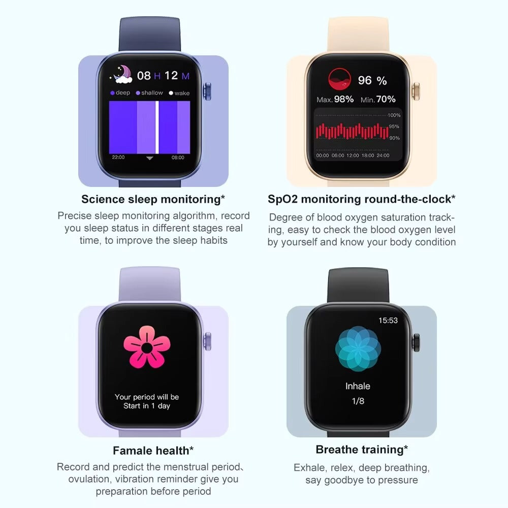 Premium Smartwatch with Bluetooth Calling, Health Monitoring Features, IP68 Waterproof Fitness Watch with Voice Assistant for iPhone Users