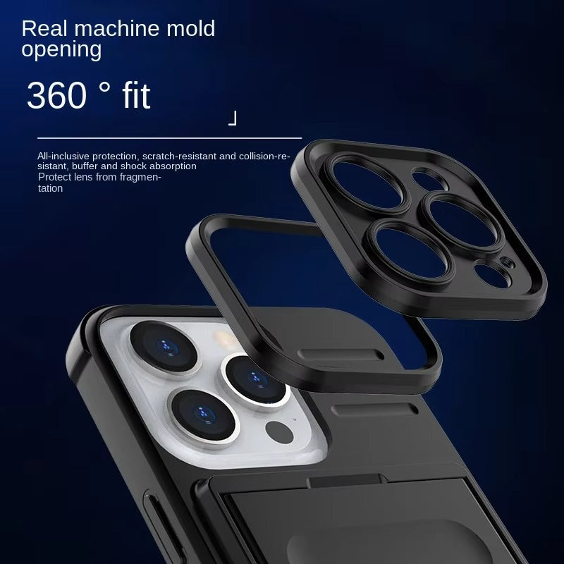 Robust Apple iPhone Case, MagSafe Compatible, Camera Lens and Screen Protection, Ultra Thin, Shockproof, Magnetic, Full All Around Protection, Slide Card Armor Cover