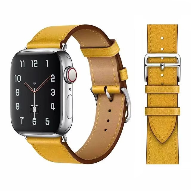 Luxury Genuine Leather Watch Band – Classic, Adjustable, Comfortable Strap for 40mm to 49mm Smartwatches, Men's and Women's