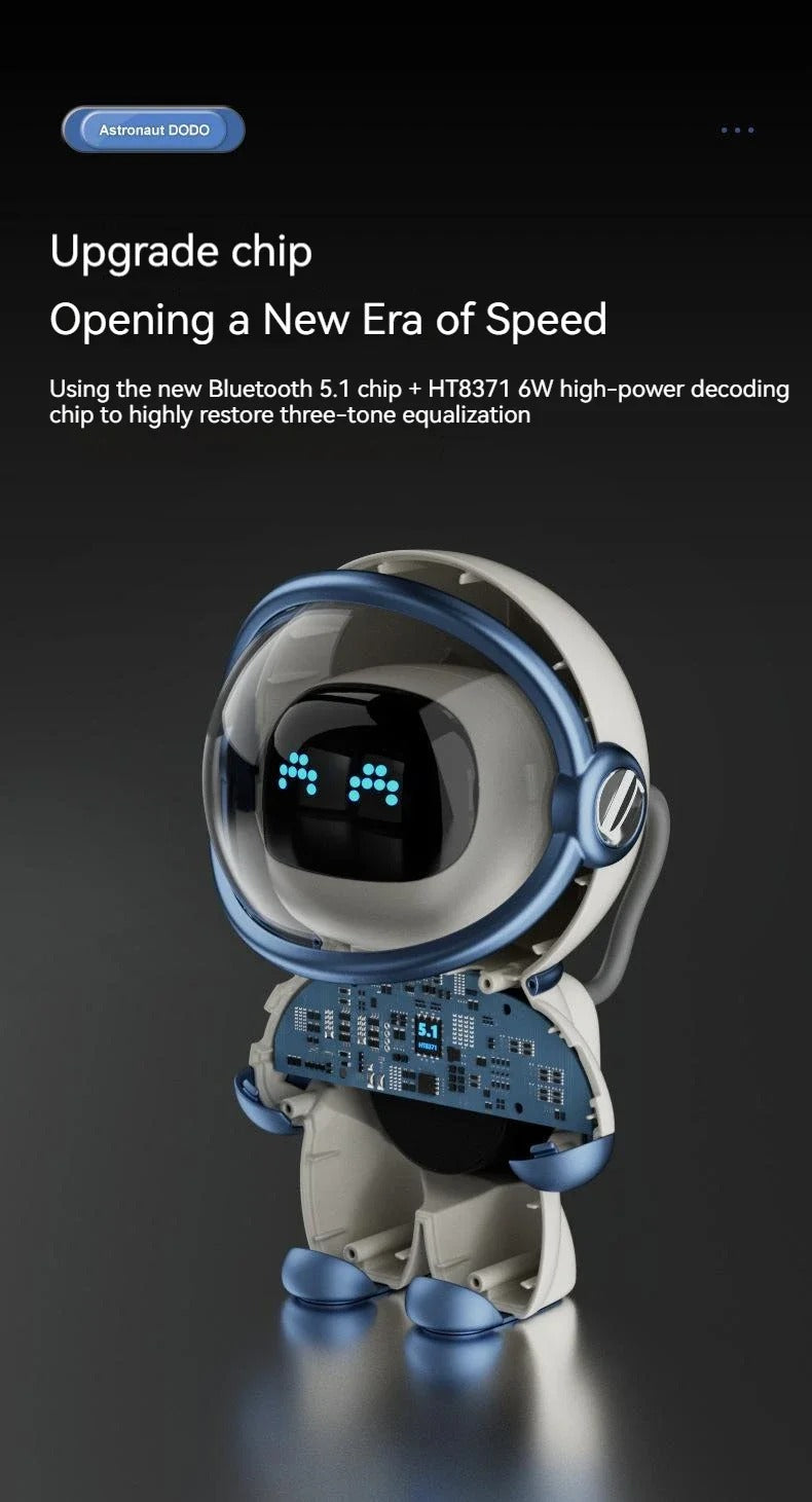 Premium Bluetooth Speaker with Smart Alarm Clock for iPhone – Astronaut Design with FM Radio, Custom Night Light