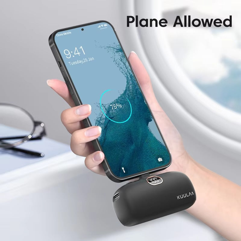 Premium, 5000mAh Mini Power Bank – Fast Charging, Portable External Battery Charger for iPhone, Android, USB-C Devices