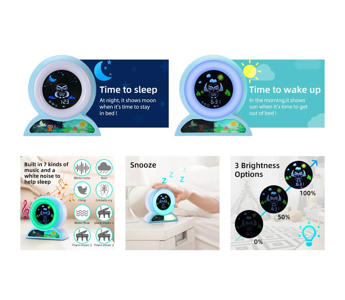 Premium Kids Sleep Training Alarm Clock – Cute Animal Digital Wake Up Night Light with Snooze, Color Changing, Music, Temperature Display