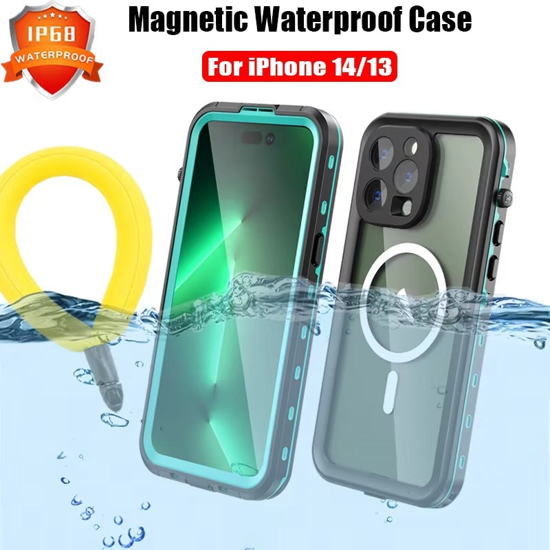 High Quality Apple iPhone Case MagSafe Compatible, Camera Lens & Screen Protection, Cover with IP68 Diving Armor Stand