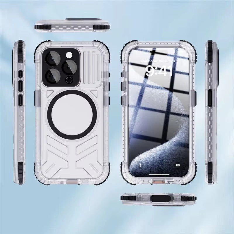 Luxury Apple iPhone Case MagSafe Compatible, Camera Lens & Screen Protection, Ultra Thin Shockproof Magnetic Full All Around Protection Cover with IP68 Waterproof Matte Finish