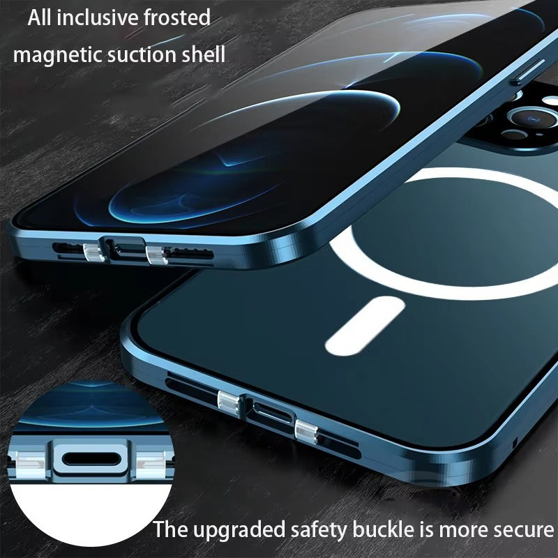 Robust Apple iPhone Case, Ultra Thin Shockproof Magnetic Full All Around Protection Cover with 360 Glass Aluminium Shield