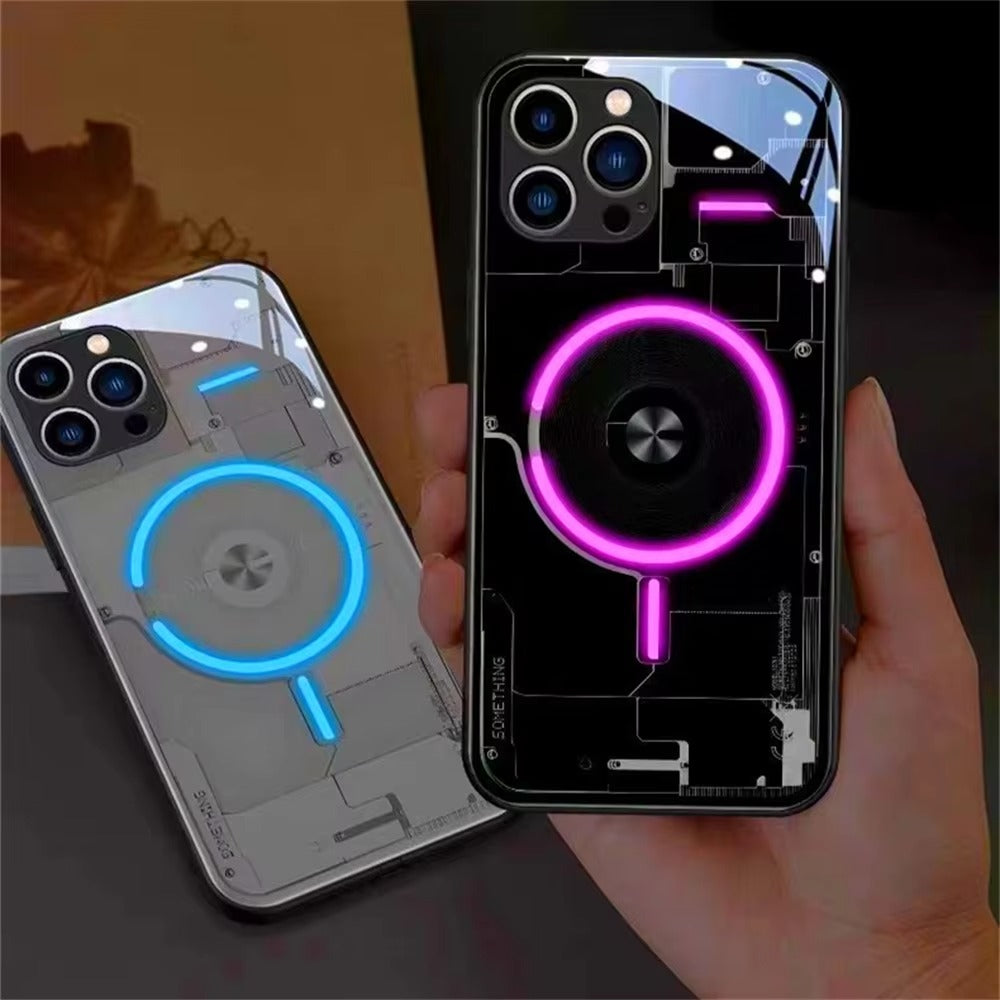 Premium Apple iPhone Case, MagSafe Compatible, Camera Lens and Screen Protection, Ultra Thin, Shockproof, Magnetic, Full All Around Protection, LED Call Flash Glass Cover