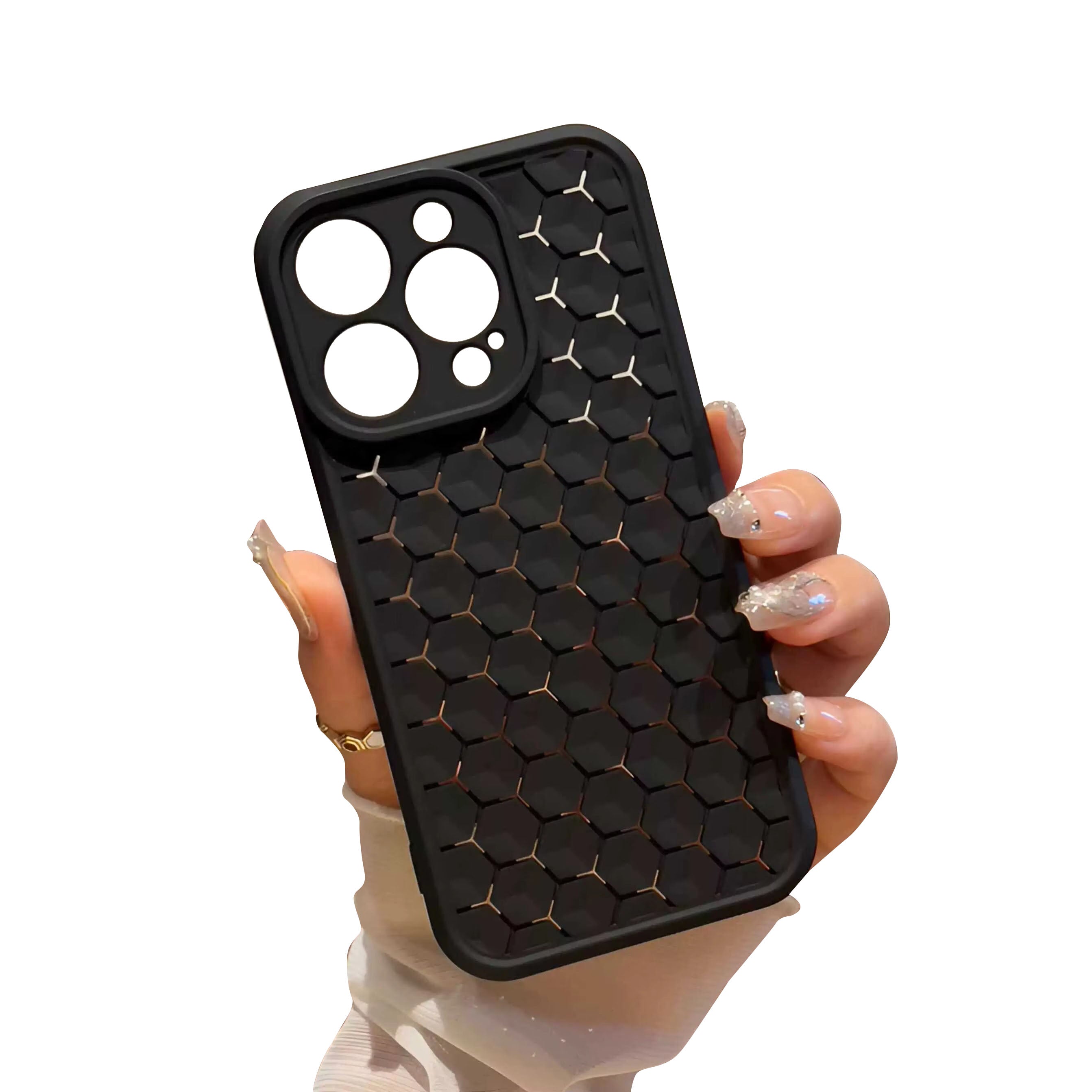 High Quality Apple iPhone Case, MagSafe Compatible, Camera Lens & Screen Protection, Ultra Thin, Shockproof, Magnetic Full All Around Cover – Mesh Honeycomb Silicone Case with Breathable Cooling & Heat Dissipation Design