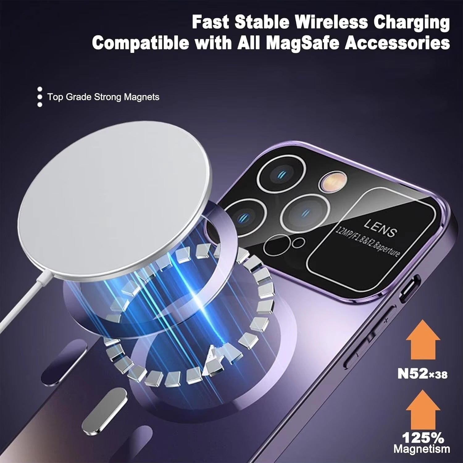 Premium Apple iPhone Case, MagSafe Compatible, Camera Lens & Screen Protection, Ultra Thin, Shockproof, Magnetic Full All Around Cover – Large Window Privacy Case with Magnetic Frosted Glass Back & Wireless Charging Support