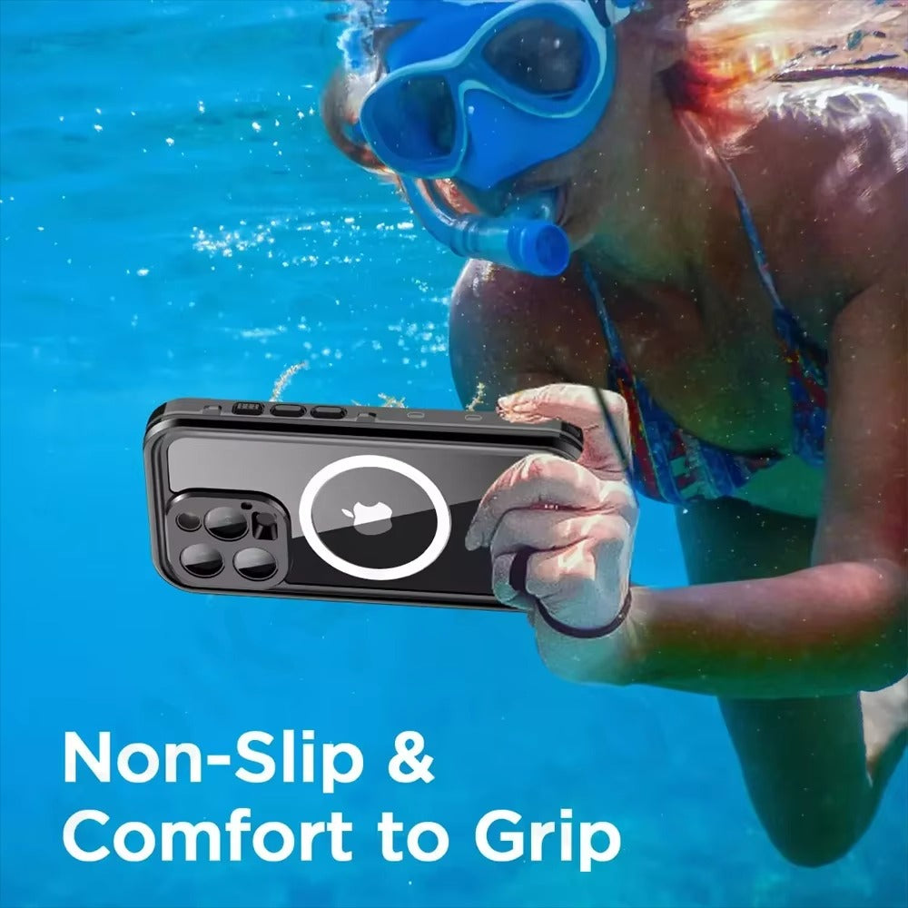 Robust Apple iPhone Case MagSafe Compatible, Camera Lens & Screen Protection, Ultra Thin Shockproof Magnetic Full All Around Protection Cover with IP68 Waterproof Diving Design