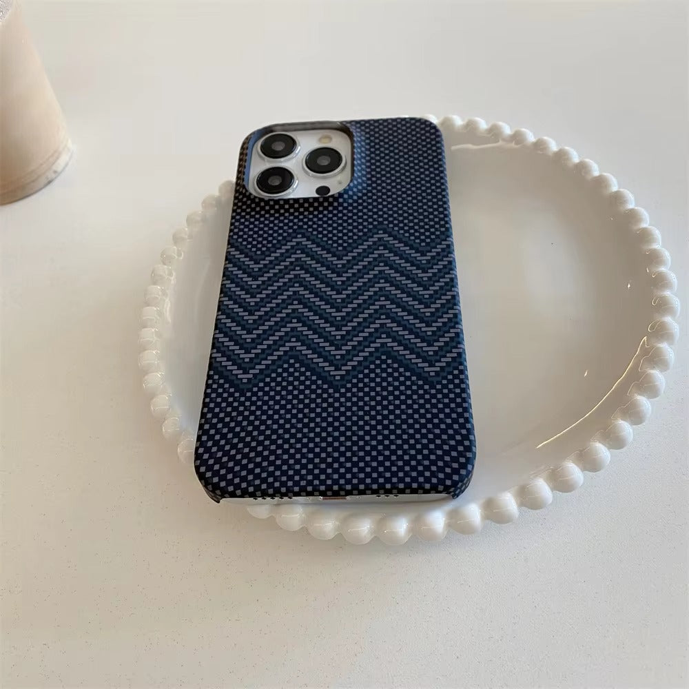 High Quality Apple iPhone Case, MagSafe Compatible, Camera Lens & Screen Protection, Ultra Thin, Shockproof, Magnetic Full All Around Cover – Business Carbon Fiber Pattern Case with Frameless Hard Armor Plastic Design